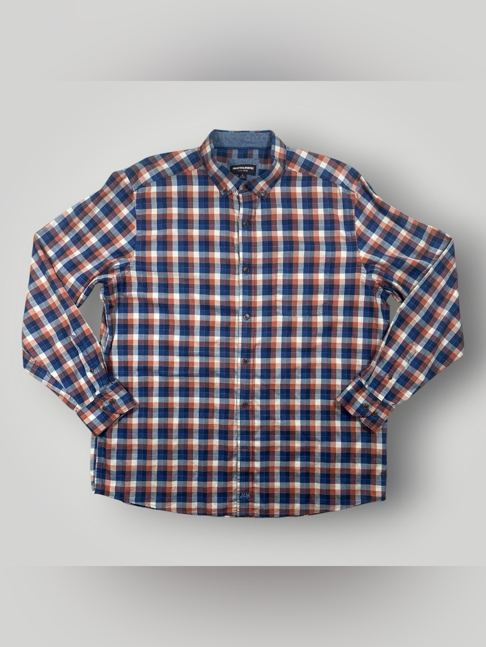 Johnston & Murphy Men’s XL Plaid Button Down Shirt 100% Cotton LS Quiet Luxury